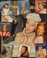 5r031 LOT OF 9 SCREEN GUIDE MAGAZINES lot '46 - '47 naked Paulette Goddard, Gregory Peck + more!