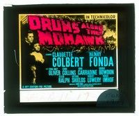 5r042 DRUMS ALONG THE MOHAWK glass slide '39 John Ford, close up Claudette Colbert & Henry Fonda!