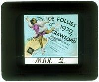 5r045 ICE FOLLIES OF 1939 glass slide '39 wonderful full-length image of skating Joan Crawford!