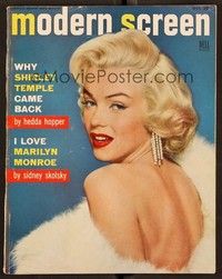 5r174 MODERN SCREEN magazine October 1953 sexiest Marilyn Monroe wearing fur by Trindl & Woodfield!
