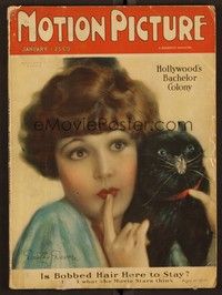 5r105 MOTION PICTURE magazine January 1926 art of Dorothy Devore with wacky cat by Marland Stone!