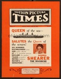 5r079 MOTION PICTURE TIMES exhibitor magazine April 22, 1930 Norma Shearer is Queen of the Screen!