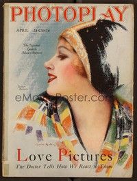 5r120 PHOTOPLAY magazine April 1928 colorful art of pretty Esther Ralston by Charles Sheldon!