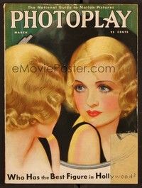 5r124 PHOTOPLAY magazine March 1931 art of Constance Bennett looking in mirror by Earl Christy!