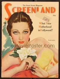 5r143 SCREENLAND magazine July 1938 art of sexy Dorothy Lamour in sexy outfit by Marland Stone!