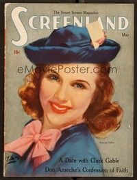5r141 SCREENLAND magazine May 1938 art of pretty Deanna Durbin by Marland Stone!