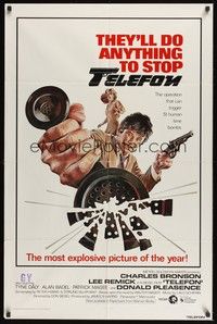 5s182 TELEFON Aust 1sh '77 great artwork, they'll do anything to stop Charles Bronson!