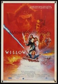5s186 WILLOW Aust 1sh '88 George Lucas & Ron Howard directed, fantasy art by Bysouth!