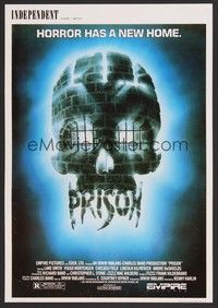 5s455 PRISON Belgian/English '88 Renny Harlin, cool Joann horror artwork of skull jail!