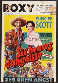5s458 RIDING SHOTGUN Belgian '54 Belinsky art of cowboy Randolph Scott with smoking gun!