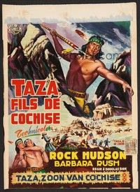 5s481 TAZA SON OF COCHISE Belgian '55 3-D, Bos artwork of Native American Rock Hudson!