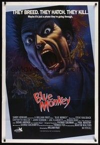 5s005 BLUE MONKEY Canadian 1sh '87 they breed, they hatch, they kill, great art by Jim Warren!