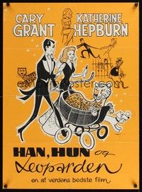 5s624 BRINGING UP BABY Danish R60s great Lundvald art of newlyweds Katharine Hepburn & Cary Grant!