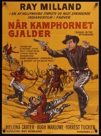 5s625 BUGLES IN THE AFTERNOON Danish '52 Ray Milland, Helena Carter, Wenzel art of western battle!