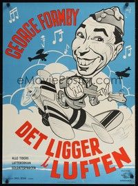 5s649 IT'S IN THE AIR Danish '58 George Formby, wacky art by Lundvald!