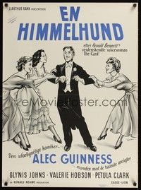 5s703 PROMOTER Danish '52 The Card, great Wenzel art of Alec Guinness, Glynis Johns!