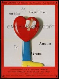 5s543 GREAT LOVE French 23x32 '69 Pierre Etaix's Le Grand Amour, great image of bandaged heart!