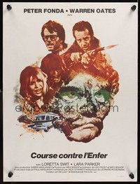 5s586 RACE WITH THE DEVIL French 23x32 '76 wild different image of Peter Fonda & Warren Oates!
