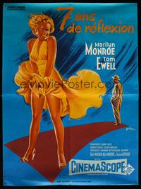 5s591 SEVEN YEAR ITCH French 23x31 R70s best art of Marilyn Monroe's skirt blowing by Grinsson!