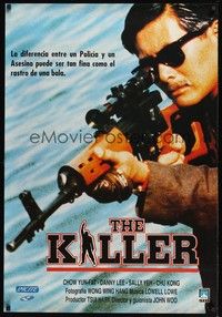 5s029 KILLER Spanish '89 John Woo directed, image of Chow Yun-Fat w/assault rifle!