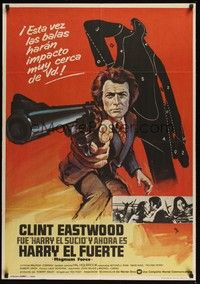 5s030 MAGNUM FORCE Spanish '74 MCP art of Clint Eastwood as Dirty Harry pointing his huge gun!
