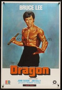 5s052 ENTER THE DRAGON Turkish '80 Bruce Lee kung fu classic, great Muz artwork!