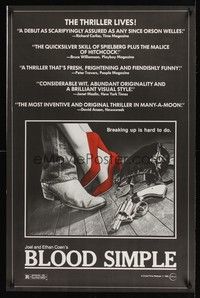 5t202 BLOOD SIMPLE 1sh '85 Joel & Ethan Coen, Frances McDormand, cool film noir gun image!