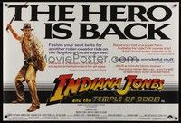 5t162 INDIANA JONES & THE TEMPLE OF DOOM British quad '84 full-length art of Harrison Ford!