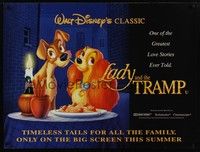 5t165 LADY & THE TRAMP advance DS British quad R97 Walt Disney romantic canine dog classic cartoon!