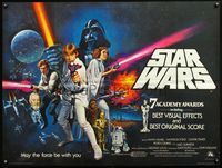 5t176 STAR WARS awards British quad '77 George Lucas classic sci-fi epic, art by Tom Chantrell!
