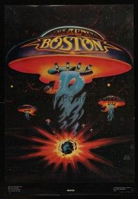 5t578 BOSTON commercial poster '76 Tommy DeCarlo, Gary Pihl, great Huyssen guitar spaceship art!