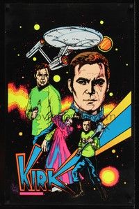 5t588 KIRK commercial poster '76 blacklight felt poster, cool artwork of Shatner as James T. Kirk!