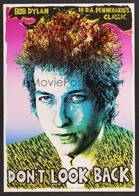 5t139 DON'T LOOK BACK English 18x25 R70s D.A. Pennebaker, super c/u art of Bob Dylan!
