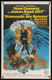 5t084 DIAMONDS ARE FOREVER Indian '71 art of Sean Connery as James Bond by Robert McGinnis!