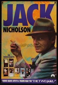 5t215 JACK NICHOLSON ON VIDEOCASSETTE video 1sh '89 cool image of Jack from Chinatown!