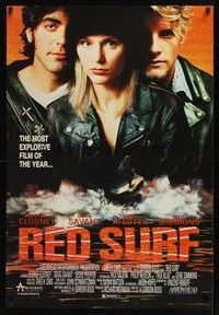5t223 RED SURF video 1sh '90 very young George Clooney, Dedee Pfeiffer!