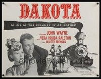 5t294 DAKOTA special 18x23 R60s close-up of John Wayne & Vera Ralston, the building of an empire!