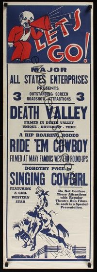 5t296 DEATH VALLEY/RIDE 'EM COWBOY/SINGING COWGIRL special 14x41 '40s western triple bill!