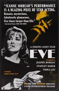 5t318 EVA arthouse special 22x34 R00 Joseph Losey, sexy Jeanne Moreau!