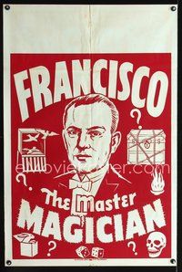 5t492 FRANCISCO THE MASTER MAGICIAN special poster '30s cool artwork of magic props!