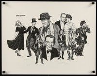 5t332 FRED ASTAIRE signed special 18x23 '76 by artist, great art of Fred, Ginger Rogers too!