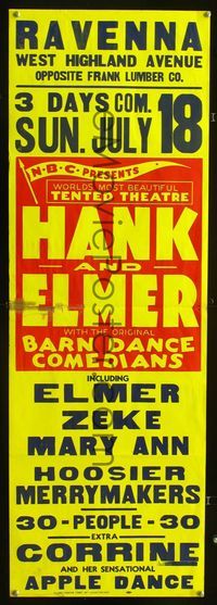 5t503 HANK & ELMER WITH ORIGINAL BARN DANCE COMEDIANS special poster '30s apple dance!