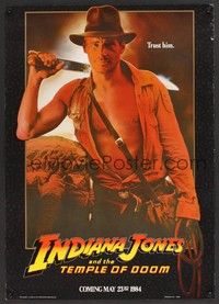 5t359 INDIANA JONES & THE TEMPLE OF DOOM teaser special 17x24 '84 cool image of Harrison Ford!
