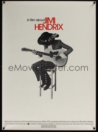 5t362 JIMI HENDRIX special 21x29 '73 cool art of the rock & roll guitar god playing on chair!