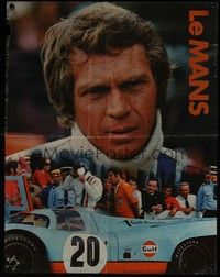 5t372 LE MANS special 17x22 '71 great close up image of race car driver Steve McQueen!