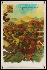 5t591 LORD OF THE RINGS commercial 22x34 '78 classic J.R.R. Tolkien, artwork of hobbits & the Shire!
