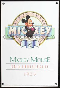5t517 MICKEY MOUSE 60TH ANNIVERSARY special 24x36 poster '88 Disney, art of Mickey Mouse in tuxedo!
