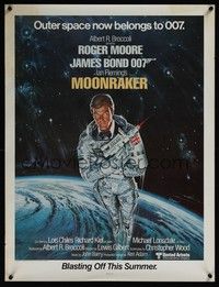 5t395 MOONRAKER advance special 21x27 '79 art of Roger Moore as James Bond by Gouzee!