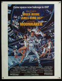 5t393 MOONRAKER special poster '79 art of Roger Moore as James Bond & sexy babes by Gouzee!
