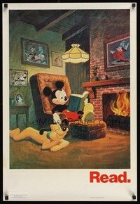 5t539 READ special 21x31 '78 artwork of Mickey Mouse reading a book, Pluto!